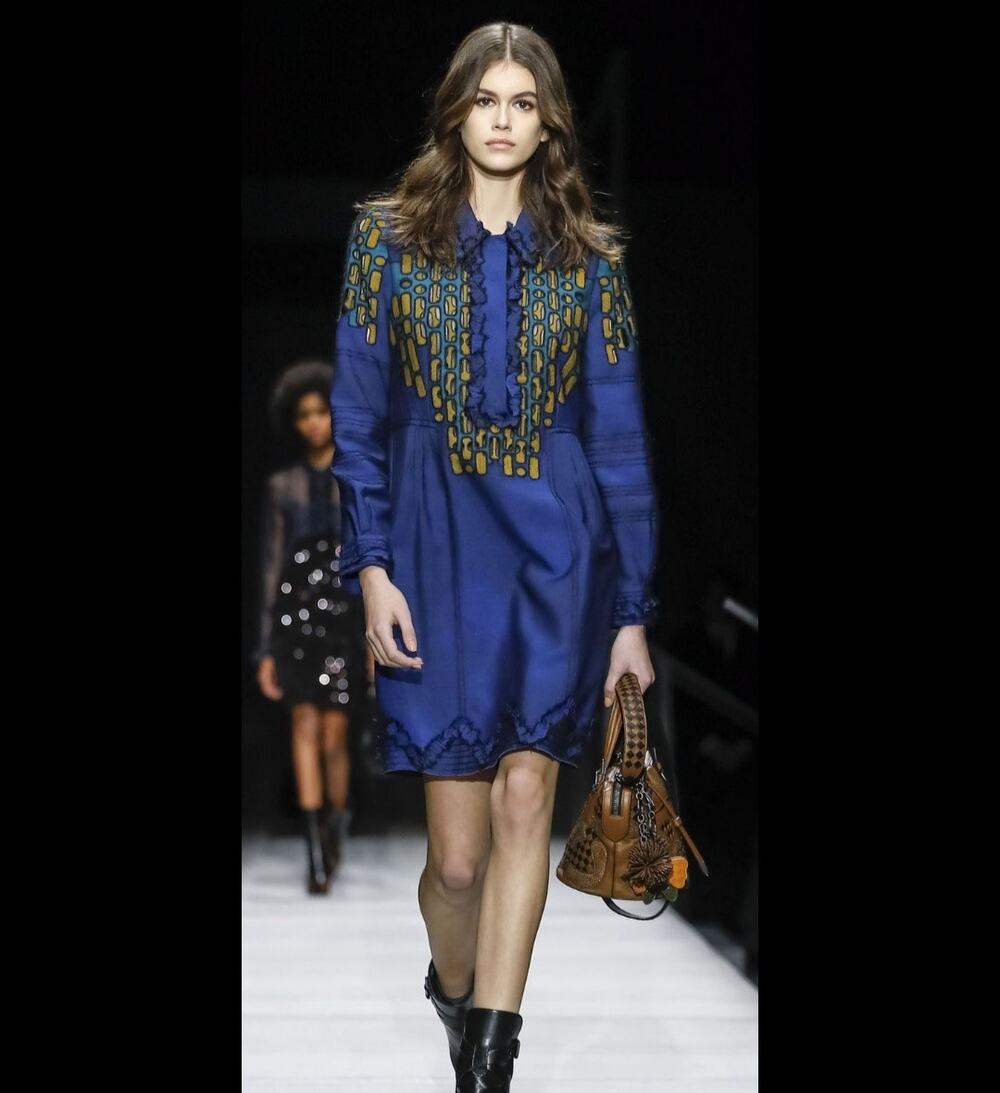 Bottega Veneta Blue Runway Wool Silk Long Sleeve Collared Dress New With‎ Tags
